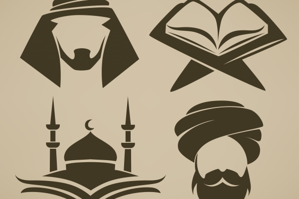 islam icons symbols and logo, vector collection